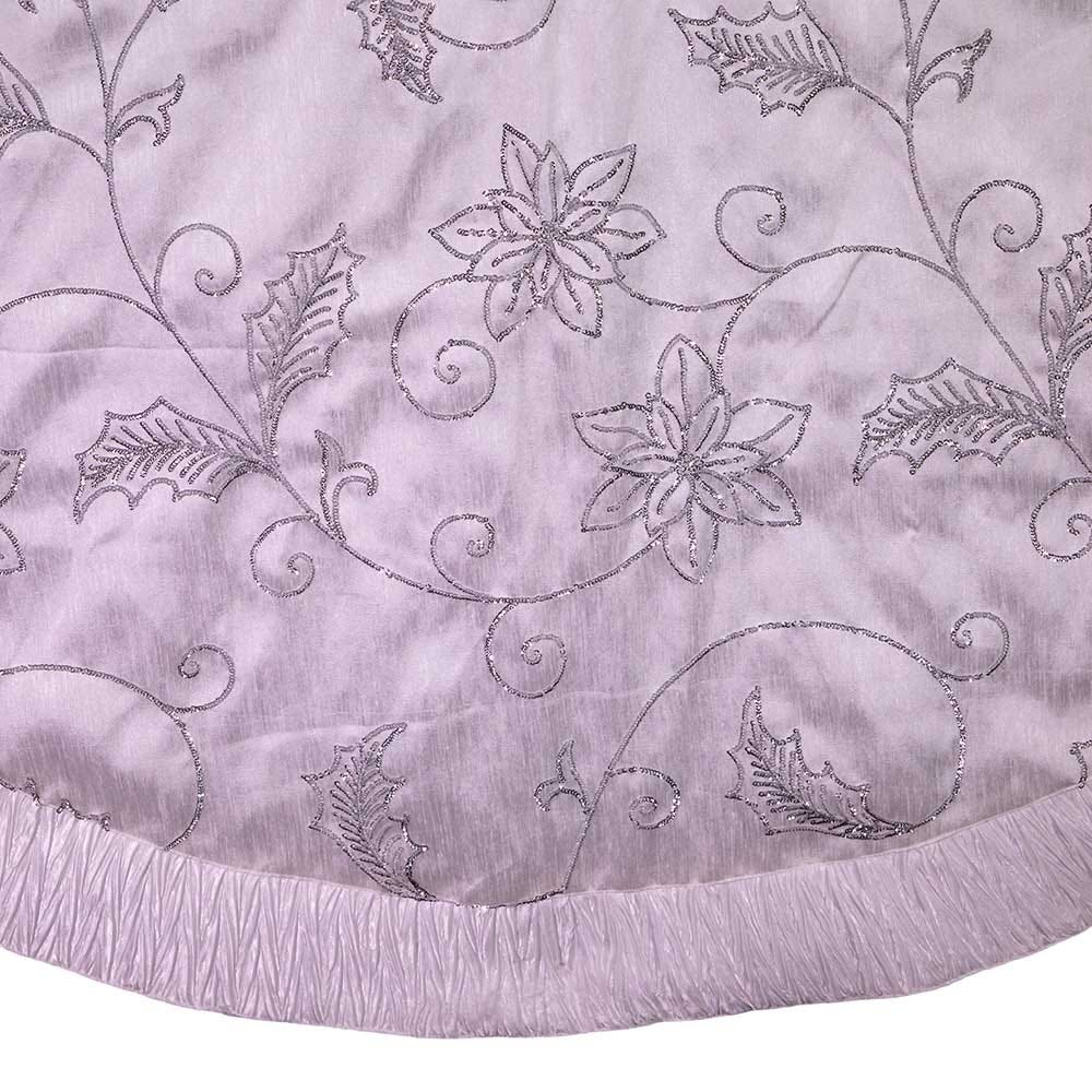 Kurt Adler 50-inch White Tree skirt with Sequin Flowers